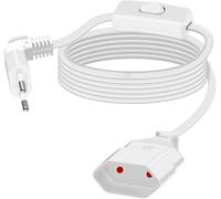 90 Degree Short Euro Power Cable Extension Cable with Switch,Type-C Flat Eurostecker over Type-C Eurobuchse,2.5A/250V 0.75mm² for Monitor,TV (2m,White)