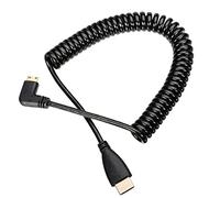 90 degrés à Angle Gauche Type Mini HDMI Mâle à HDMI Mâle Stretch Spring Cable 1.2m