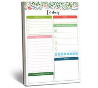 90 Feuilles Agenda Quotidien Floral Magnétique, Bloc-notes de La Liste de Contrôle avec Les Principales Priorités, Les Listes de Tâches et Les Soins Personnels pour Le Bureau ou L'école