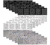 90 Feuilles Stickers Ongles Fleurs,Mwoot Blanc Noir Coloré Fleurs 3D Auto-adhésif Nail Art Sticker Décalcomanies Set pour Femmes Manucure Décoration d’Ongles