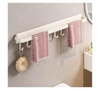 90° Foldable Towel Rack for Bathroom, Wall Mounted Towel Bar with Adjustable Sliding Hooks, Rustproof Carbon Steel Aluminum Organizer, No-Drill Space Saving Towel Holder(Blanc,40cm/1.3ft)
