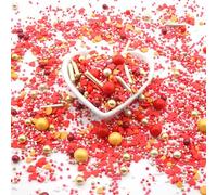 90 g de bonbons Only YOU - Rouges, dorés - Avec cœurs - Parfait pour la cuisson comme décoration de gâteau pour la Saint Valentin, un anniversaire, un mariage, un gâteau, un gâteau, un cupcake