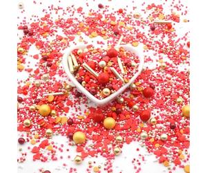 90 g de bonbons Only YOU - Rouges, dorés - Avec cœurs - Parfait pour la cuisson comme décoration de gâteau pour la Saint Valentin, un anniversaire, un mariage, un gâteau, un gâteau, un cupcake