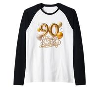 90 Joyeux Anniversaire 90e Anniversaire Hommes Femmes Manche Raglan