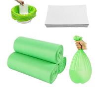 90 pcs Sacs de Toilette et 60 Coussinets Super Absorbants, Doublures de Toilette, Sac Jetable pour Chaise Percée Adulte, Chaises Percées de Chevet, Toilette Portable, Sac Chaise, Seau Hygiénique