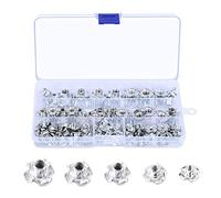 90 Pièces Écrou en T à 4 Griffes, Écrous à Griffes en Acier au Carbone, Écrous à Enfoncer avec Boîte en Plastique, Écrou en T Inserts Acier Fileté, pour Bois, Armoires(Argent)