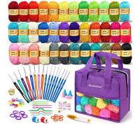 90 Pièces Kit de Crochet Sac de Tricot 36 Couleurs de Laine Ensemble Complet avec Accessoires Crochet Set pour Débutants FEUTRINE