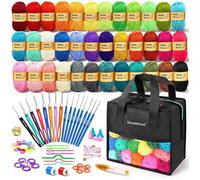 90 Pièces Kit de Crochet Sac de Tricot 36 Couleurs de Laine Ensemble Complet avec Accessoires Noir Crochet Set pour Début FEUTRINE