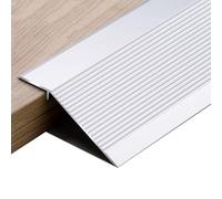 90 x 10 cm Bande de Transition de Moquette à Parquet en Aluminium, Bande de Garniture de Bord Hauteur de Pont Entre 10-40mm(Argent)