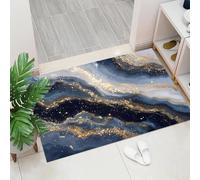 90 x 150 cm, paillasson d'entrée intérieur et extérieur, Tapis à Résumé de Luxe Illustration en marbre, Tapis de Sol résistant à la décoloration, Profil Bas, Facile à nettoyeror Bleu
