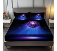 90 x 190 cm Drap Housse Microfibre, Boule Disco Lumineuse Minimaliste Imprimé Parure De Lit Doux Élastique Drap Housse 30 cm Profonde pour Matelas Epais - Convient à Toutes Les Saisons, Noir