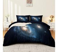90 x 190 cm Science Fiction Illustration Parure De Lit, Douce RéVersible Microfibre Housse de Couette, Mystérieux Espace Galaxie Étoile, LéGèRe Et Facile d'entretien Noir et 1 Taies d'oreiller