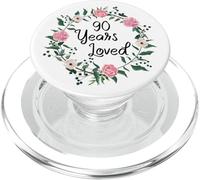 90 Years Loved Men Women Floral 90 Years Old 90th Birthday PopSockets PopGrip pour MagSafe