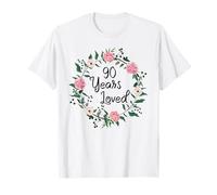 90 Years Loved Men Women Floral 90 Years Old 90th Birthday T-Shirt