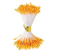 900 PCS Artificielle Mat Fleur Étamine Jaune Double Tête Fleur Étamine À La Main Fleurs Pollens Étamines pour La Maison Fleurs Artisanat(Orange)