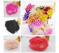 900 pcs / lot aléatoire mélangé 10 Couleurs Double têtes Bricolage Artificiel Perle Fleur étamine Pistil 1mm Floral étamine-Or