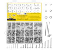 900 Pcs Vis M2 M3 M4, Boulons Vis à Tête Cylindrique à Six Pans Creux et écrous et Rondelles, Visserie Inox, Assortiment Vis à Tête Hexagonale et écrous en Acier Inoxydable, Boulons et Ecrous