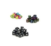 900 perles carrées alphabet 6 mm - fluo, noir & blanc