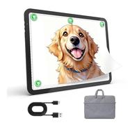 9000 Lux Super Bright tablette lumineuse A4 avec un sac,tablette dessin rechargeable avec une batterie au lithium de 4000mAh,table lumineuse pour le traçage la peinture en diamant, esquisse(noir)