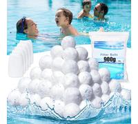 900g Balles Filtrantes Piscine Balle Filtrante Boule de Coton pour Filtre Boules Pompe Filtration Filter Balls Mousse Filterbälle Pool + 5PCS Filtre Skimmer Piscine Peut Remplacer 35kg Sable Filtrant