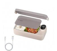 900ml Boîte à Lunch Électrique, 7200mAh Rechargeable Boîte à Déjeuner Chauffante avec Récipient en Acier Inoxydable, Affichage de la Température Réglable, Gamelle Chauffante pour Camping, Bureau,
