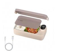 900ml Boîte à Lunch Électrique, 7200mAh Rechargeable Boîte à Déjeuner Chauffante avec Récipient en Acier Inoxydable, Affichage de la Température Réglable, Gamelle Chauffante pour Camping, Bureau,