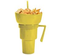 900ml Gobelet à collation et à Boisson avec Paille 2 en 1 Gobelet Combo | avec Bol à collation - Portable - Anti-fuite - Pour le cinéma, la maison, les voyages
