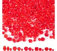 900pcs Red Glass Beads Strand Beads In Different Sizes,Glass Beads Slide On Glass Beads For Bracelet Necklace Crafts (4/6/8mm)