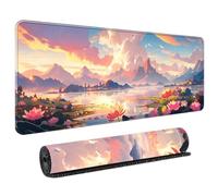 900x400 Tapis de Souris Ordinateur Portable Joueur Art Japonais Grand Format Confortable Bords Cousus Base Gomme Tapis de Jeu pour PC et Clavier