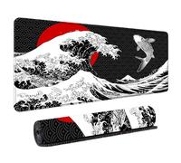 900x400 Tapis de Souris Ordinateur Portable Joueur Art Japonais Grand Format Confortable Bords Cousus Base Gomme Tapis de Jeu pour PC et Clavier