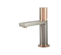 9013277 Exil mitigeur lavabo bas façon inox et or rose