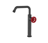 9021333 Indus mitigeur lavabo haut noir et manette rouge