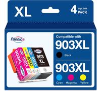 903 XL 903XL Cartouches d'encre Remplacement pour HP 903XL 903 XL Cartouches Encre pour HP Officejet Pro 6970 6960 Officejet 6950, Grande Capacité (4-Pack, Noir Cyan Magenta Jaune)