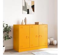 [90391]Buffet Bahut MEUBLECHIC, commode meuble de rangement, jaune moutarde 99x39x73 cm acier,Poids:23.45 Kg