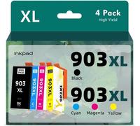 903XL Cartouches d'encre compatibles avec HP 903 XL Multipack pour imprimante HP Officejet Pro 6950 6960 6970 (1 Noir/1 Cyan/1 Magenta/1 Jaune,4-Pack)
