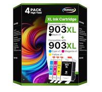 903XL Lot de 4 Cartouches d'encre compatibles avec HP 903 XL pour imprimantes HP OfficeJet 6950 6951 OfficeJet Pro 6960 6970 6974 (Noir, Cyan, Magenta, Jaune)