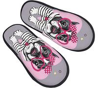 908 Chaussons Femme Homme Bouledogue Français Avec Lunettes Coeur Chaussures Confortable Maison Pantoufles Confort Hiver Pantoufles Pour Voyager Intérieur Hôtel L