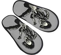 908 Chaussons Femme Homme Rock Skull Punk Style Guitariste Chaud Chaussons Chaude Pantoufles En Peluche Confort Chaussures Pour Voyager Intérieur Extérieur M