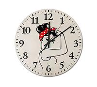 908 Horloge Murale Ronde 25cm, Masque De Port De Pin-Up - Femmes Vintage Horloge Silencieuse Cuisine Horloge Vintage Pendule Murale pour Café Bar Hôtel