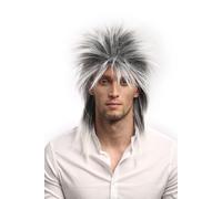 90891ZA60TZA1 Perruque Femmes Hommes Carnaval 80s Wave Punk Üop Star Gris, N...