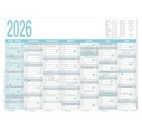 909-0000 Calendrier quotidien de travail Gris/turquoise 2026 - Format A4 (29,7 x 21 cm) - 7 mois sur 1 page - Calendrier tableau - Calendrier d'affiches - Planning annuel