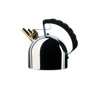 9091 Fm Bouilloire en Acier Inoxydable 18/10 Brillant avec Sifflet Melodique en laiton et Poignée en Pa, Noir, Fond Thermodiffuseur en Acier