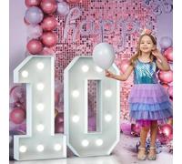 90cm Blanc Chiffre Lumineux,Happy Birthday Decoration 10ème Anniversaire de Mariage Cadre Lumineux,Chiffre Lumineux Géant Decoration Anniversaire Fille Garçon,Chiffre Anniversaire Géant,Numéro 10