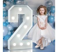 90cm Blanc Chiffre Lumineux,Happy Birthday Decoration 2ème Anniversaire de Mariage Cadre Lumineux,Chiffre Lumineux Géant Decoration Anniversaire Fille Garçon,Chiffre Anniversaire Géant,Numéro 2