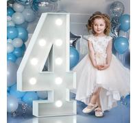 90cm Blanc Chiffre Lumineux,Happy Birthday Decoration 4ème Anniversaire de Mariage Cadre Lumineux,Chiffre Lumineux Géant Decoration Anniversaire Fille Garçon,Chiffre Anniversaire Géant,Numéro 4