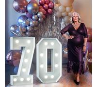 90cm Blanc Chiffre Lumineux,Happy Birthday Decoration 70ème Anniversaire de Mariage Cadre Lumineux,Chiffre Lumineux Géant Decoration Anniversaire Fille Garçon,Déco Anniversaire,Numéro 70