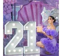 90cm Blanc Chiffre Lumineux,Happy Birthday Decoration Decoration Anniversaire Fille,Chiffre Lumineux Géant Decoration Anniversaire Fille,Chiffre Anniversaire Géant,Decoration Anniversaire,Numéro 21