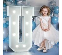 90cm Blanc Lettre Lumineuse,Lettres Lumineuses Géantes de Pour la Décoration D'Anniversaire,Decoration Anniversaire Fille,Grandes Lettres Pour Les Événements de Fiançailles,Lettre U