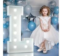 90cm Blanc Lettre Lumineuse,Lettres Lumineuses Géantes de Pour la Décoration D'Anniversaire,Decoration Anniversaire Fille,Grandes Lettres Pour Les Événements de Fiançailles,Lettre L