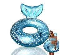 90cm Bouée de Natation Sirène Bleu,Bouée Piscine Gonflable Enfant Adultes,Anneau de Natation Gonflable Sirène Queue Poisson,PVC Bouée Piscine pour Fille Les Femmes Fêtes D'été sur La Plage Piscine